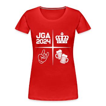 Enterrement de vie de garçon Enterrement de vie de garçon 2024 - T-shirt bio Premium Femme - rouge - Devant - Mia (176cm)