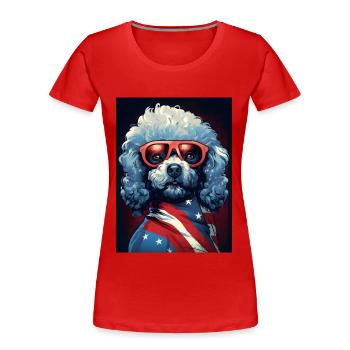 Caniche cool avec lunettes de soleil - T-shirt bio Premium Femme - rouge - Devant - Mia (176cm)