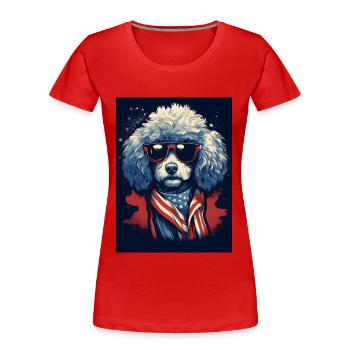 Caniche cool avec lunettes de soleil - T-shirt bio Premium Femme - rouge - Devant - Mia (176cm)