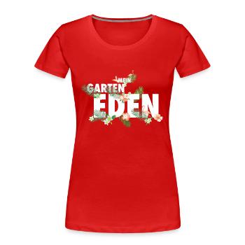 Flamingo Garten Eden Paradise - Frauen Premium Bio T-Shirt - Rot - Vorne - Mia (176cm)