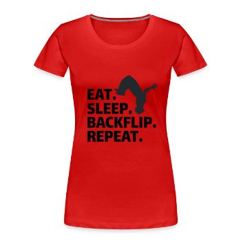 GYMNASTICS: eat,backflip,sleep,repeat - Frauen Premium Bio T-Shirt - Rot - Vorne - Mia (176cm)