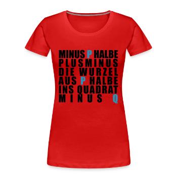 p-q-Formel - Frauen Premium Bio T-Shirt - Rot - Vorne - Mia (176cm)