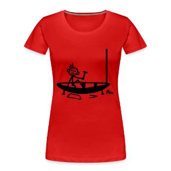 Boot bauen - Strichmännchen - Frauen Premium Bio T-Shirt - Rot - Vorne - Mia (176cm)