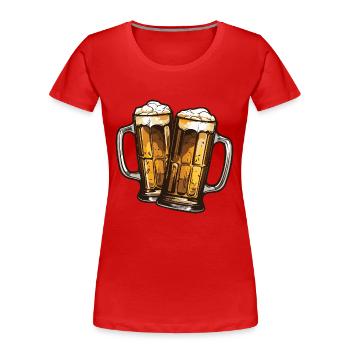 Chope à bière Toast à la bière - T-shirt bio Premium Femme - rouge - Devant - Mia (176cm)