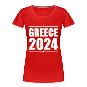 Greece 2024 - Frauen Premium Bio T-Shirt - Rot - Vorne - Mia (176cm)