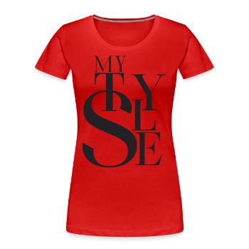 My stye, typography t-shirt - T-shirt bio Premium Femme - rouge - Devant - Mia (176cm)