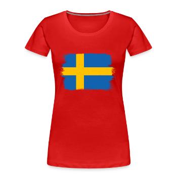Suède Drapeau Scandinavie Drapeau suédois - T-shirt bio Premium Femme - rouge - Devant - Mia (176cm)