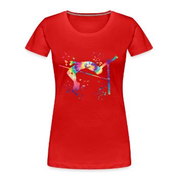 Saut en hauteur Aquarelle Saut en hauteur - T-shirt bio Premium Femme - rouge - Devant - Mia (176cm)