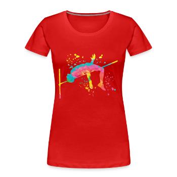 Saut en hauteur Aquarelle Saut en hauteur - T-shirt bio Premium Femme - rouge - Devant - Mia (176cm)