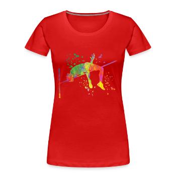Saut en hauteur Aquarelle Saut en hauteur - T-shirt bio Premium Femme - rouge - Devant - Mia (176cm)