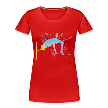 Saut en hauteur Aquarelle Saut en hauteur - T-shirt bio Premium Femme - rouge - Devant - Mia (176cm)