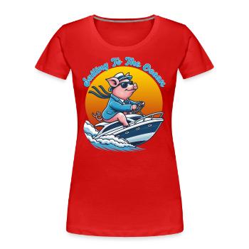Segeln zum Ozean Lustige Tiere - Frauen Premium Bio T-Shirt - Rot - Vorne - Mia (176cm)