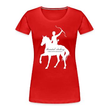 Bullseye montierter Bogenschütze wh - Frauen Premium Bio T-Shirt - Rot - Vorne - Mia (176cm)