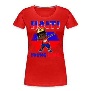Haiti Junger König Haiti Flagge Melanin für Schwarze Jungen - Frauen Premium Bio T-Shirt - Rot - Vorne - Mia (176cm)