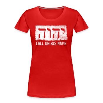 JHWH JHWH Zeugen Jehovas Tetragramm-Symbole - Frauen Premium Bio T-Shirt - Rot - Vorne - Mia (176cm)