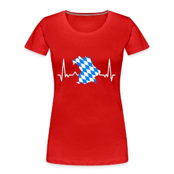 Bavaria Flag Heartbeat Bavarian Flag Vintage - Women's Premium Organic T-Shirt - red - Front - Mia (176cm)