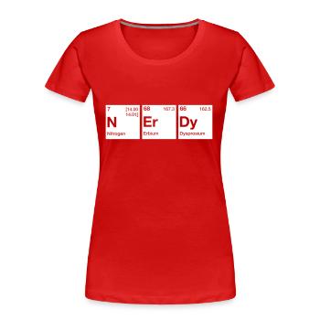 Nerdy Periodensystem Wort - Frauen Premium Bio T-Shirt - Rot - Vorne - Mia (176cm)
