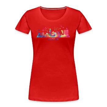 Austinites Aquarelle Skyline Austin - T-shirt bio Premium Femme - rouge - Devant - Mia (176cm)