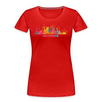 Baltimorean Aquarelle Skyline Baltimore - T-shirt bio Premium Femme - rouge - Devant - Mia (176cm)