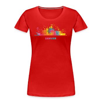 Denverites Skyline Denver - Frauen Premium Bio T-Shirt - Rot - Vorne - Mia (176cm)