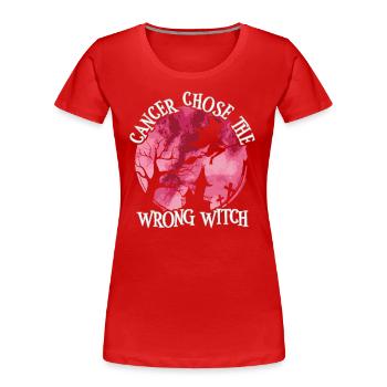 Witch Burgundy White Head and Neck Cancer - Women's Premium Organic T-Shirt - red - Front - Mia (176cm)