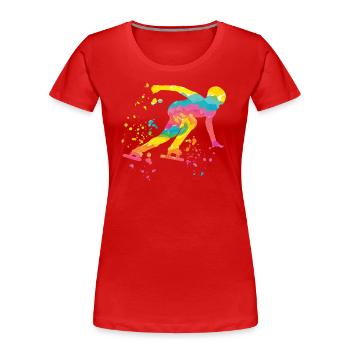 Speed skater Sportswoman Speed Skating - Women's Premium Organic T-Shirt - red - Front - Mia (176cm)