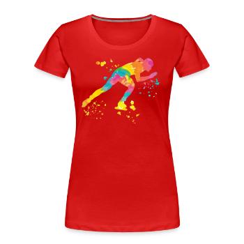 Speed skater Sportswoman Speed Skating - Women's Premium Organic T-Shirt - red - Front - Mia (176cm)