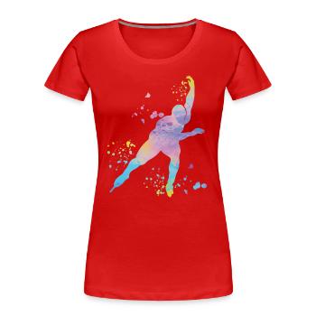 Speed skater Sportswoman Speed Skating - Women's Premium Organic T-Shirt - red - Front - Mia (176cm)