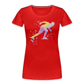 Speed skater Sportswoman Speed Skating - Women's Premium Organic T-Shirt - red - Front - Mia (176cm)