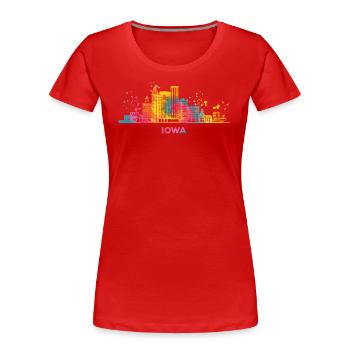 Paysage urbain de la ligne d’horizon de l’Iowa, Iowa - T-shirt bio Premium Femme - rouge - Devant - Mia (176cm)