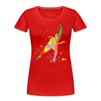 Speed skater Sportswoman Speed Skating - Women's Premium Organic T-Shirt - red - Front - Mia (176cm)