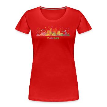 Kansans Skyline Stadtbild Kansas - Frauen Premium Bio T-Shirt - Rot - Vorne - Mia (176cm)