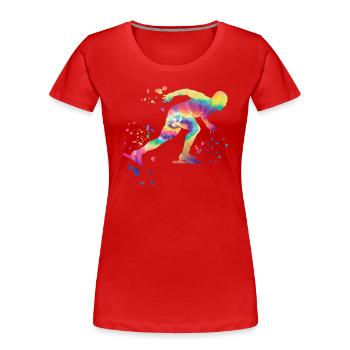 Speed skater Sportswoman Speed Skating - Women's Premium Organic T-Shirt - red - Front - Mia (176cm)