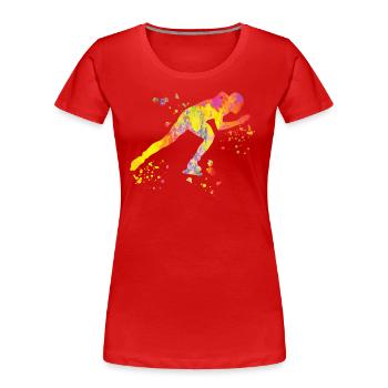 Speed skater Sportswoman Speed Skating - Women's Premium Organic T-Shirt - red - Front - Mia (176cm)