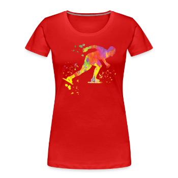 Speed skater Sportswoman Speed Skating - Women's Premium Organic T-Shirt - red - Front - Mia (176cm)