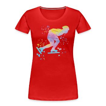 Speed skater Sportswoman Speed Skating - Women's Premium Organic T-Shirt - red - Front - Mia (176cm)