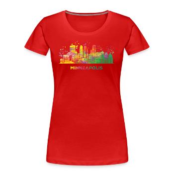 Minneapolitanische Skyline Minneapolis - Frauen Premium Bio T-Shirt - Rot - Vorne - Mia (176cm)