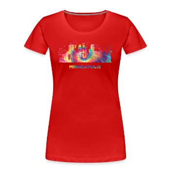 Minneapolitanische Skyline Minneapolis - Frauen Premium Bio T-Shirt - Rot - Vorne - Mia (176cm)