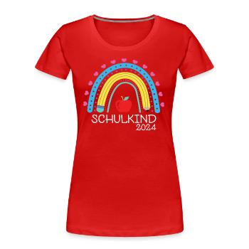 Schulanfang Erster Schultag Schulkind 2024 - Frauen Premium Bio T-Shirt - Rot - Vorne - Mia (176cm)