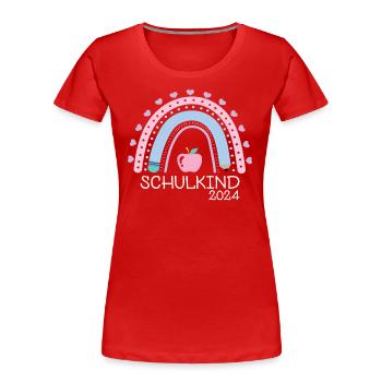 Schulanfang Erster Schultag Schulkind 2024 - Frauen Premium Bio T-Shirt - Rot - Vorne - Mia (176cm)