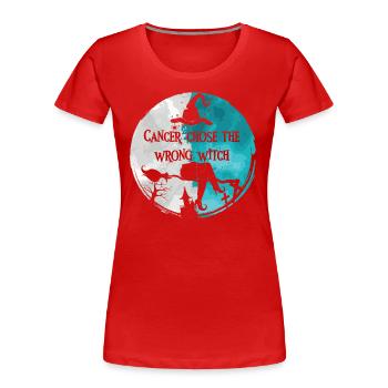 Krebshexe Teal White Gebärmutterhalskrebs - Frauen Premium Bio T-Shirt - Rot - Vorne - Mia (176cm)
