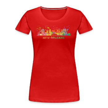 Skyline Von New Orleans New Orleaner - Frauen Premium Bio T-Shirt - Rot - Vorne - Mia (176cm)