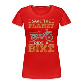 Save The Planet Vélo cargo Vélo cargo - T-shirt bio Premium Femme - rouge - Devant - Mia (176cm)