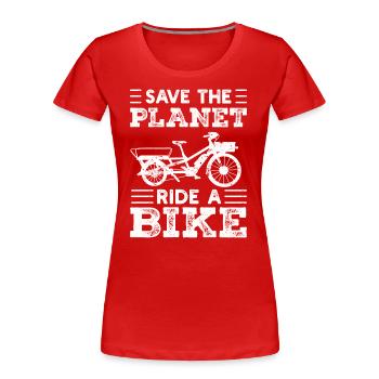 Save The Planet Vélo cargo Vélo cargo - T-shirt bio Premium Femme - rouge - Devant - Mia (176cm)