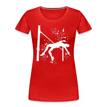 Saut en hauteur Aquarelle Saut en hauteur - T-shirt bio Premium Femme - rouge - Devant - Mia (176cm)
