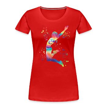 Weitspringer Weitspringen Kinder Weitsprung - Frauen Premium Bio T-Shirt - Rot - Vorne - Mia (176cm)