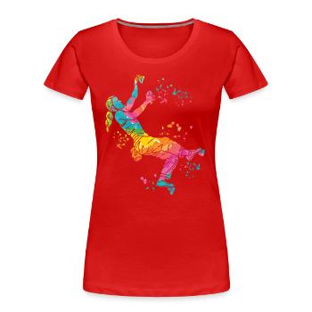 Boulderer Colorsplash Boulder Bouldern - Frauen Premium Bio T-Shirt - Rot - Vorne - Mia (176cm)