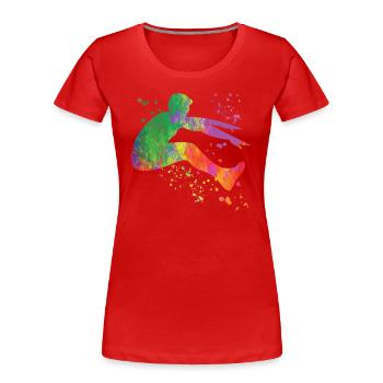 Weitspringer Weitspringen Kinder Weitsprung - Frauen Premium Bio T-Shirt - Rot - Vorne - Mia (176cm)