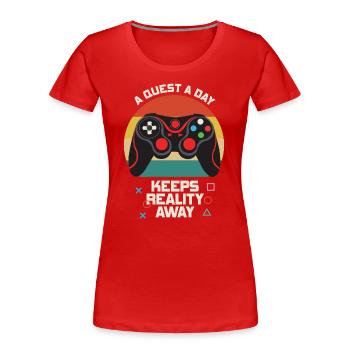 Gamer A Quest A Day Spielen - Frauen Premium Bio T-Shirt - Rot - Vorne - Mia (176cm)
