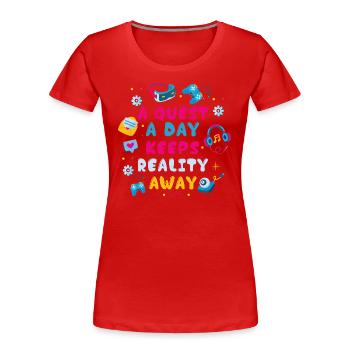 Gamer A Quest A Day Spielen - Frauen Premium Bio T-Shirt - Rot - Vorne - Mia (176cm)